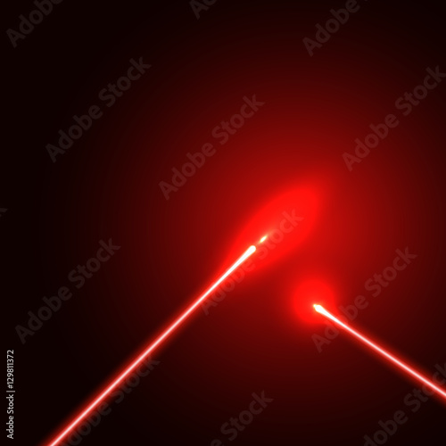  Red  laser beam background with light  flares.