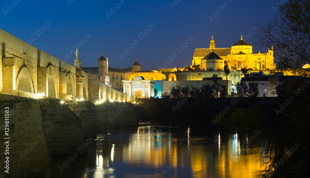 Old roman bridge and  Mosque-cathedral of Cordoba