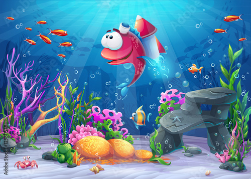Undersea fish with rocket