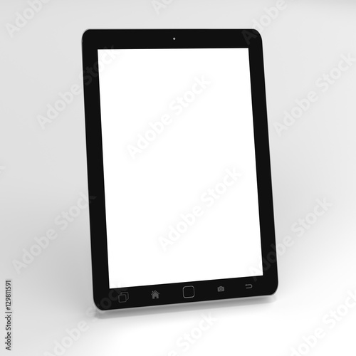 Modern digital black tablet on white background 3D rendering