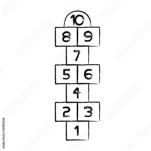 illustration with hopscotch game. Children street game. Vector