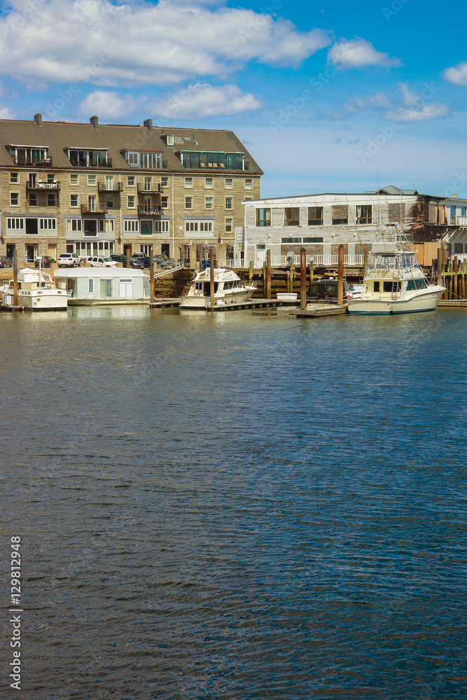 Long Wharf with Customhouse Block and sailboats