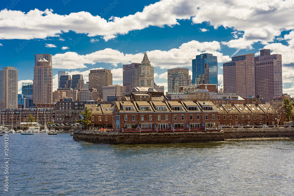 Long Wharf with Customhouse Block in Financial District of Boston