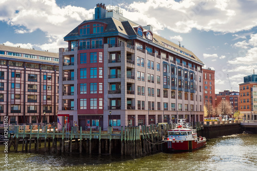 Modern Buildings at Burroughs Wharf at Charles River in Boston photo