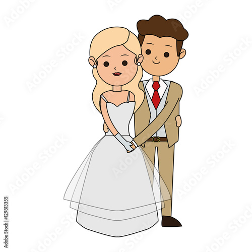 Bride and groom icon. Wedding marriage love and married design. Vector illustration