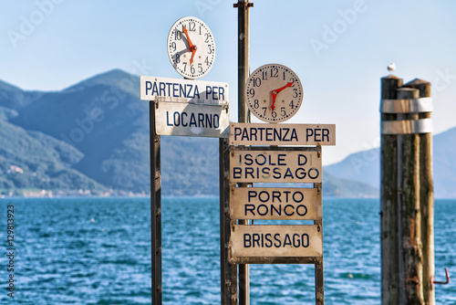 Foto Clock at Pier of Ascona resort of Ticino canton Switzerland