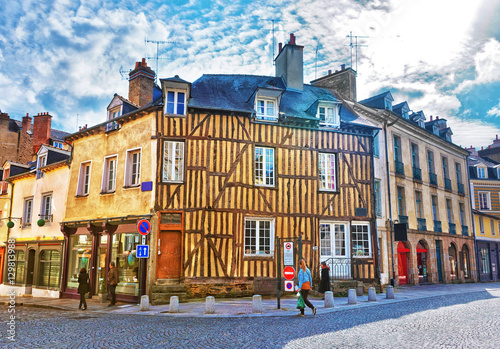 Half timbered houses in Rennes of Brittany France photo