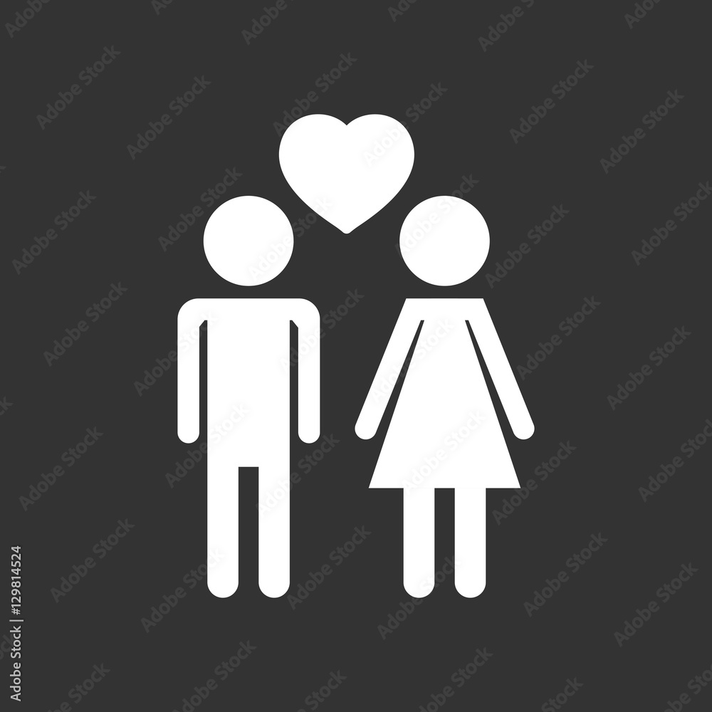 Vector man and woman with heart icon on black background. Modern flat pictogram. Simple flat symbol for web site design. Vector man and woman with heart icon on black background. Modern flat pictogram. Simple flat symbol for web site design.