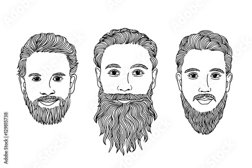Hand drawn men with beard