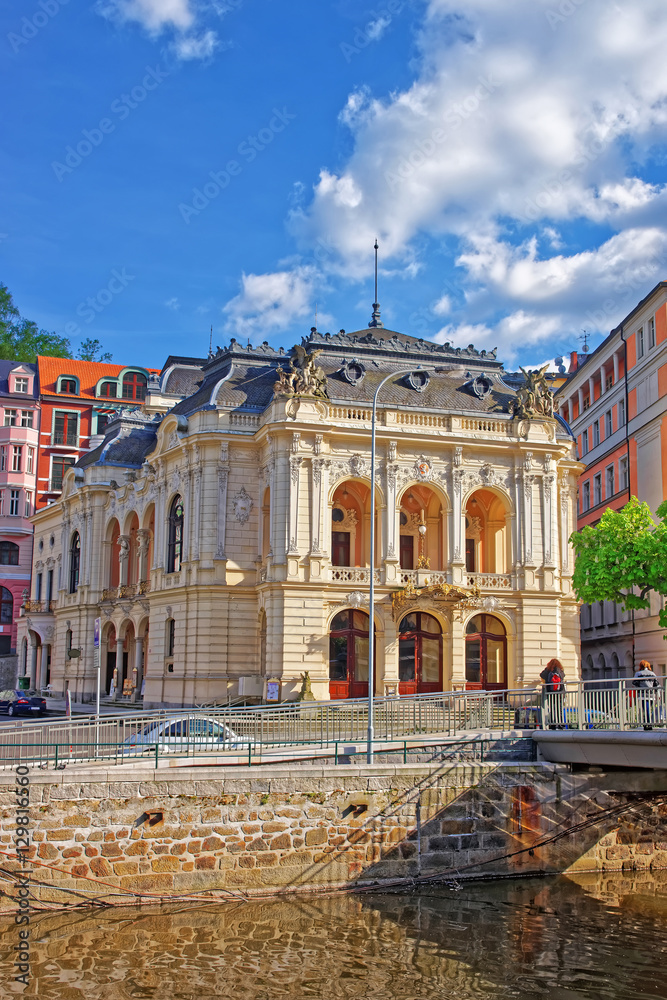 Opera House at Tepla River in Karlovy Vary