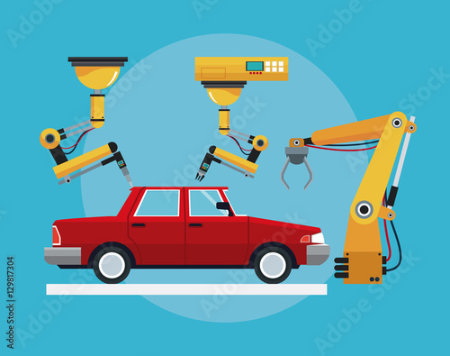 car assembly industrial robotic production line vector illustration eps 10