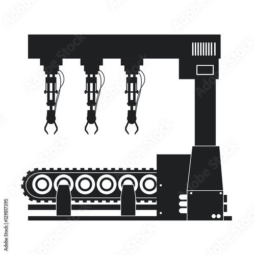 silhouette robotic production line machinery technology vector illustration eps 10