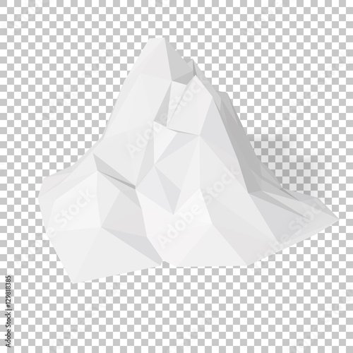 White 3D mountains, abstract low-poly, polygonal triangular mosaic elevation landscape with transparent background for web, presentations and prints. Vector illustration. Realistic 3D render design.