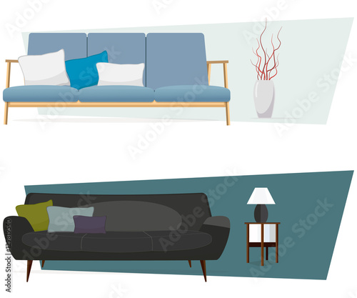 Furniture. Interior. Set of sofas.