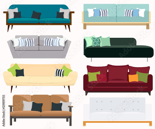 Furniture. Interior. Set of sofas.