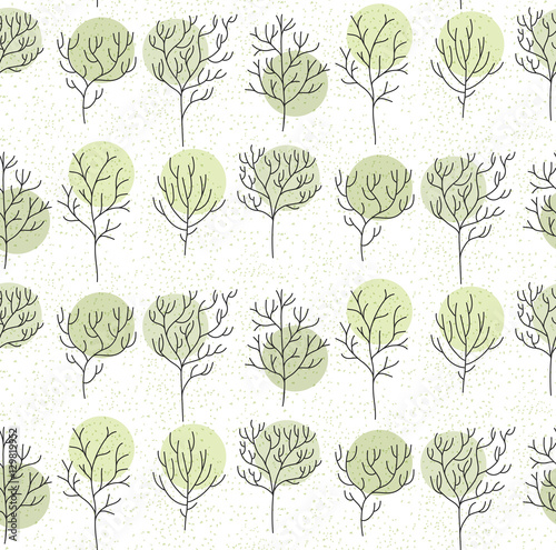 Trees seamless vector pattern cute green natural