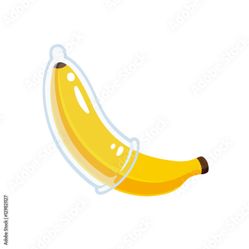 Banana condom illustration.