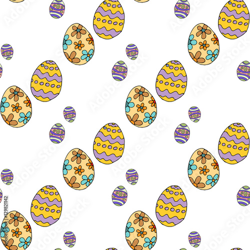 Seamless pattern with easter eggs in doodle style