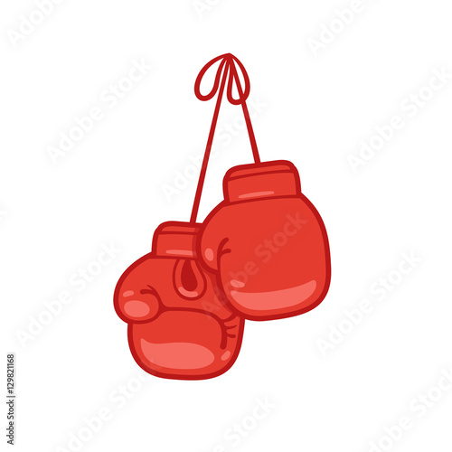 Hanging boxing gloves