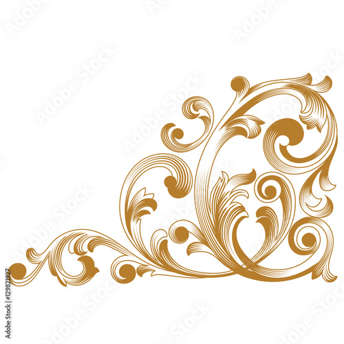 Golden vintage baroque ornament. Retro pattern antique style acanthus. Decorative design element filigree calligraphy vector.