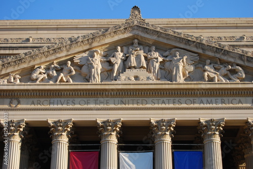 National Archives of the United States of America Federal Style Building in Washington DC