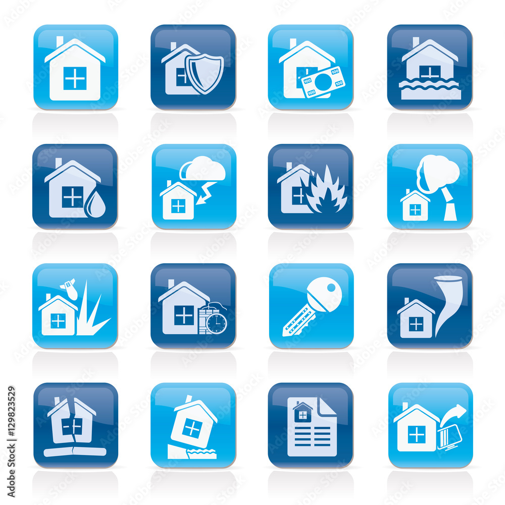 Home risk and insurance icons- vector icon set Home risk and insurance icons- vector icon set