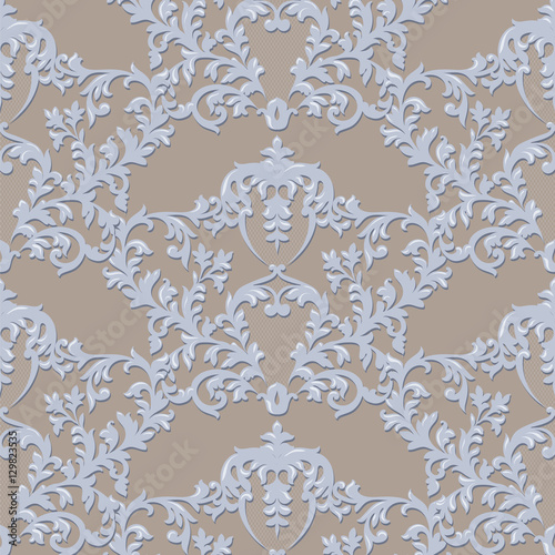 Baroque Luxury Ornament lace decorated. Vector Vintage Imperial Baroque pattern. Damask floral decor. Royal Victorian texture for wallpapers, textile, fabric. blue and taupe color