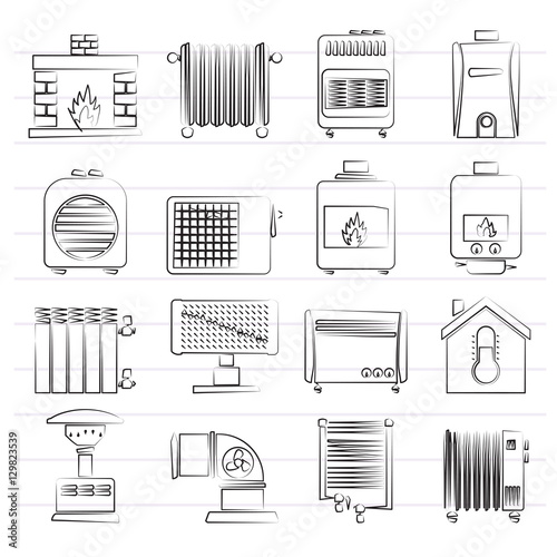 Home Heating appliances icons - vector icon set