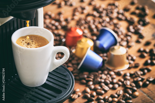 Картината върху платно Espresso coffee and machine