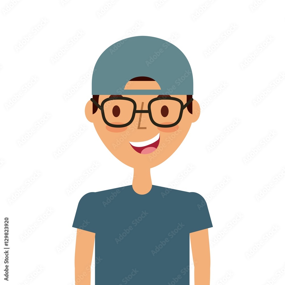 cartoon young man smiling and wearing casual clothes over white background. colorful design. vector illustration