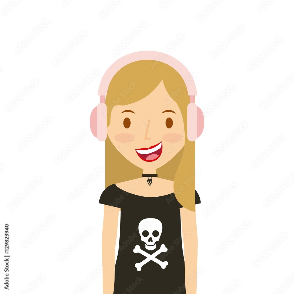 cartoon young girl smiling and wearing casual clothes over white background. colorful design. vector illustration cartoon young girl smiling and wearing casual clothes over white background. colorful design. vector illustration