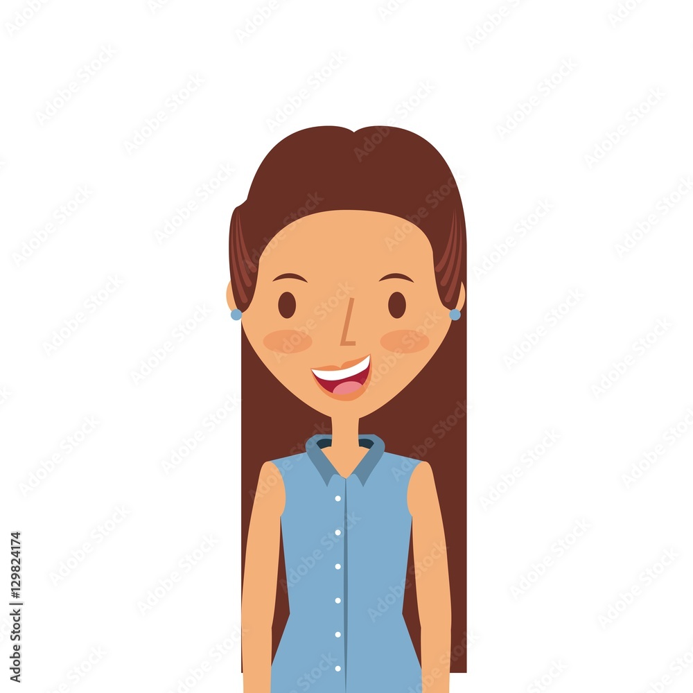 cartoon young girl smiling and wearing casual clothes over white background. colorful design. vector illustration cartoon young girl smiling and wearing casual clothes over white background. colorful design. vector illustration