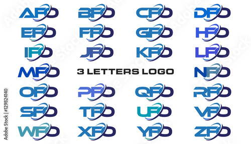 3 letters modern generic swoosh logo AFO, BFO, CFO, DFO, EFO, FFO, GFO, HFO, IFO, JFO, KFO, LFO, MFO, NFO, OFO, PFO, QFO, RFO, SFO, TFO, UFO, VFO, WFO, XFO, YFO, ZFO photo