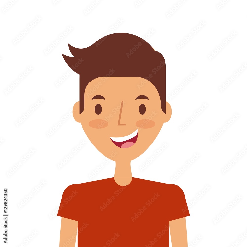 cartoon young man smiling and wearing casual clothes over white background. colorful design. vector illustration