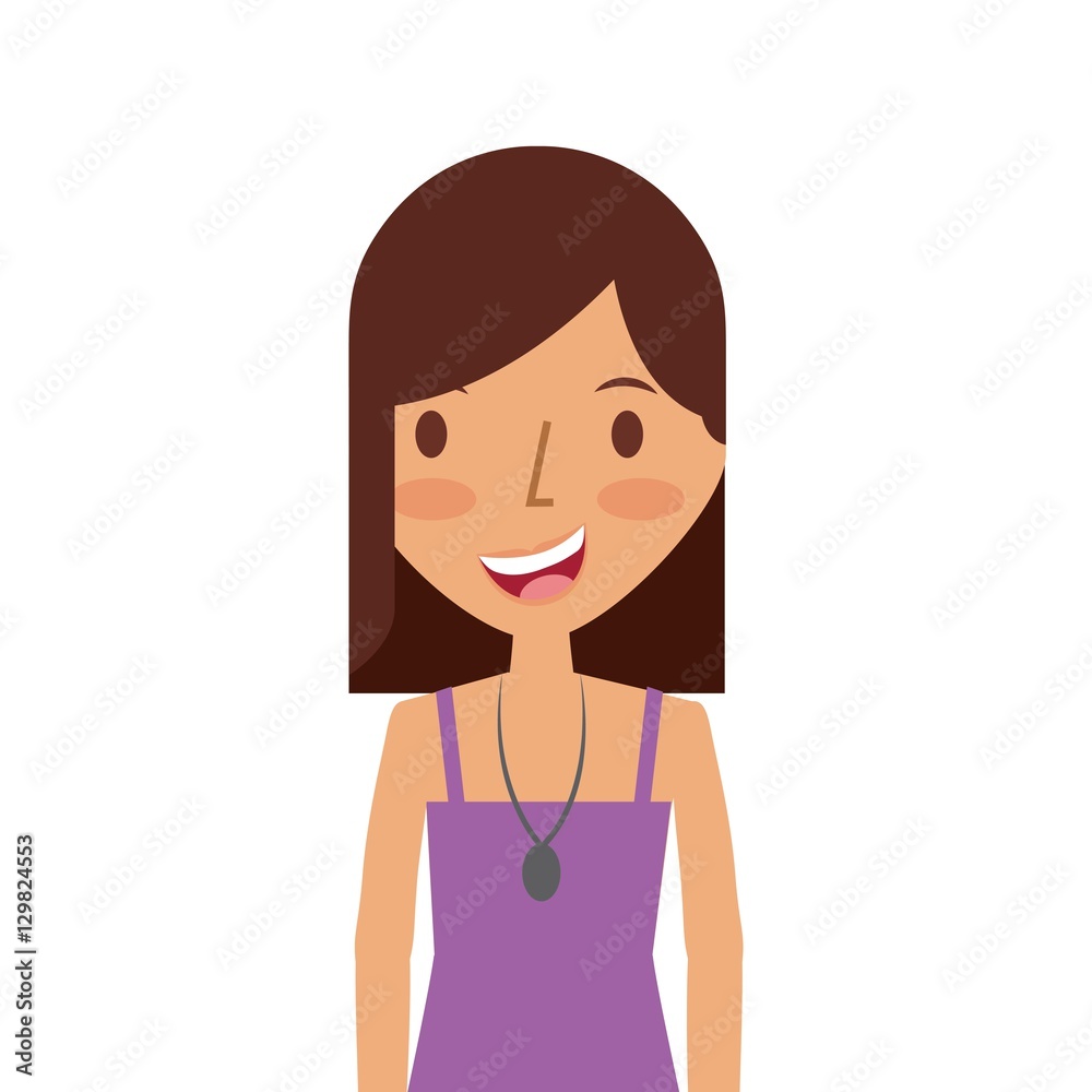cartoon young girl smiling and wearing casual clothes over white background. colorful design. vector illustration cartoon young girl smiling and wearing casual clothes over white background. colorful design. vector illustration