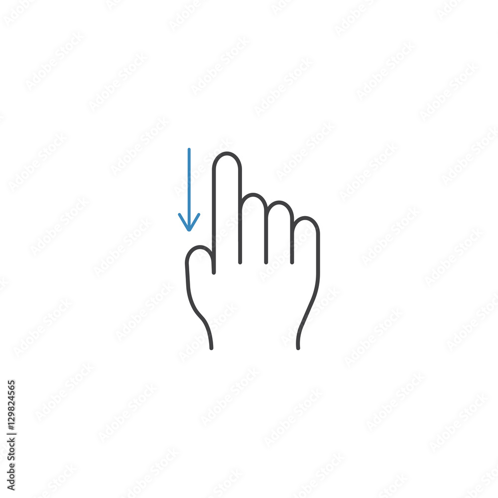Swipe down & finger line icon, touch & hand gestures, vector gra Swipe down & finger line icon, touch & hand gestures, vector gra