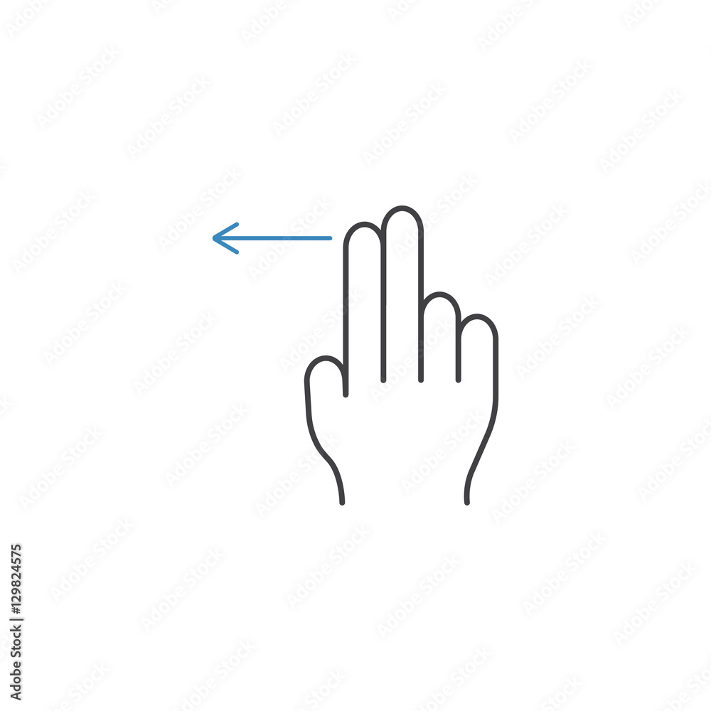 2 Finger swipe left line icon, touch & hand gestures, vector gra 2 Finger swipe left line icon, touch & hand gestures, vector gra