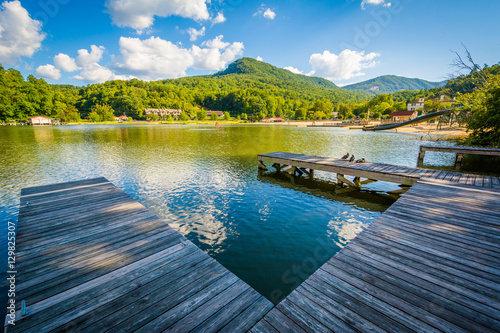 Docks in Lake Lure, in Lake Lure, North Carolina. © jonbilous