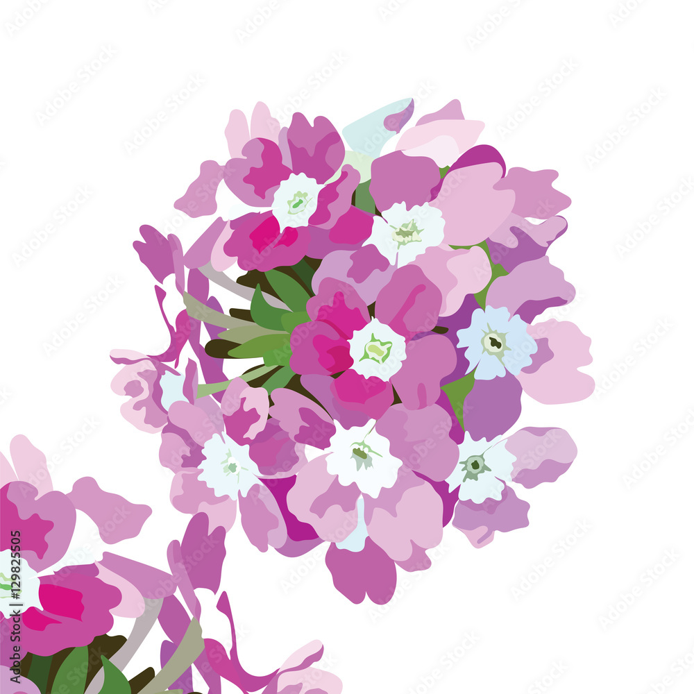 Watercolor Pink flowers bouquet isolated. Vector floral border for background greeting cards, invitations, weddings, birthday, Valentine's Day, Mother's Day