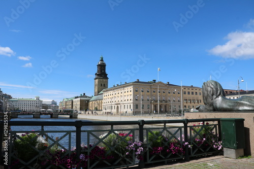 Gothenburg in Sweden view to Town Hall and Christinae kyrka at Stora Hamnkanalen, Scandinavia 