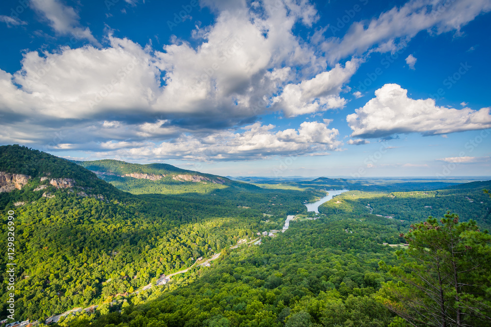 View of Lake Lure from Chimney Rock State Park, North Carolina.