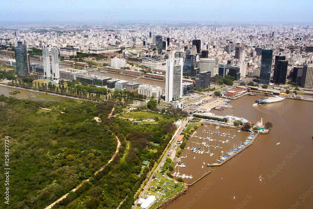 Fototapeta premium The Puerto Madero neighborhood of Buenos Aires view from aerial