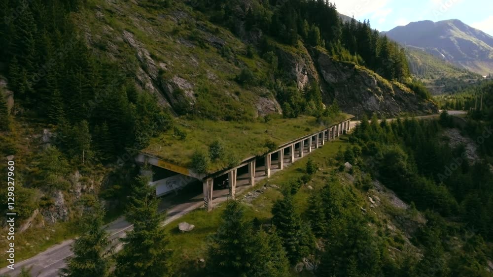 Aerial shot over famous Transfagarasan serpentine mountain road connecting Transylvania and Muntenia Aerial shot over famous Transfagarasan serpentine mountain road connecting Transylvania and Muntenia
