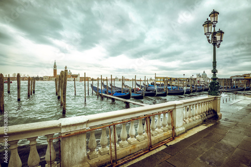 Venice gondolas parking during winter days © Alen Ajan