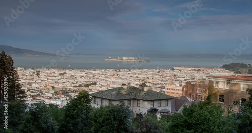 San Francisco. Alcatraz Island view from Pacific Heights.