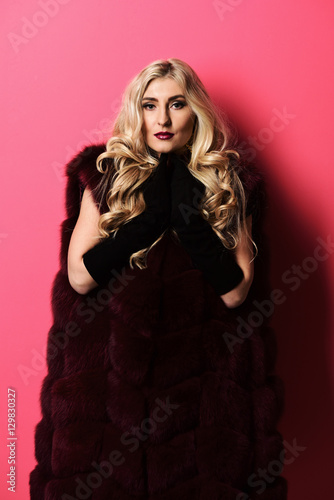 fashionable sexy woman in fur