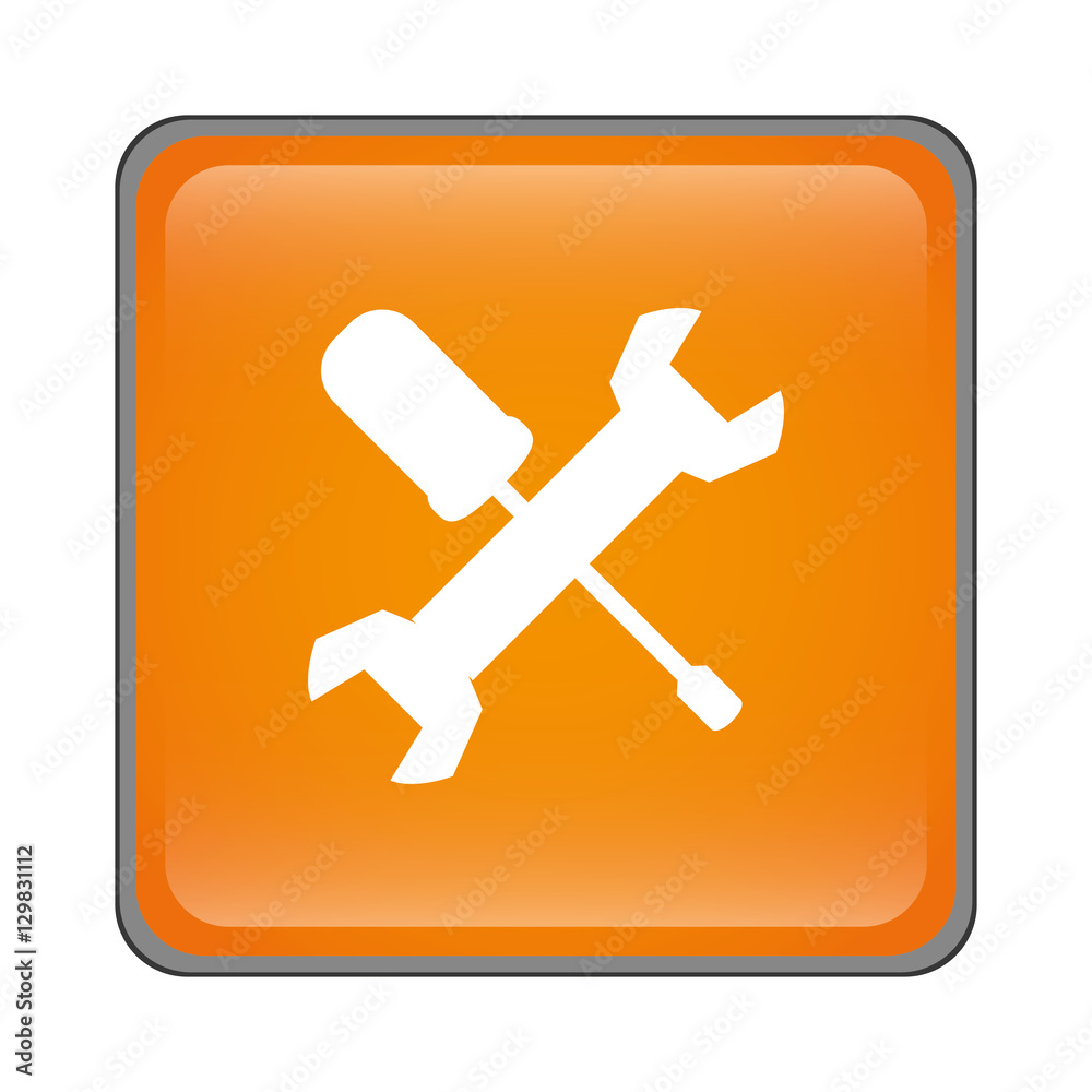 wrench and screwdriver crossed icon inside orange square over white background. repair tools design. vector illustration wrench and screwdriver crossed icon inside orange square over white background. repair tools design. vector illustration