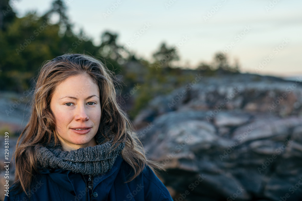 young woman portrait at the beach with hair down young woman portrait at the beach with hair down