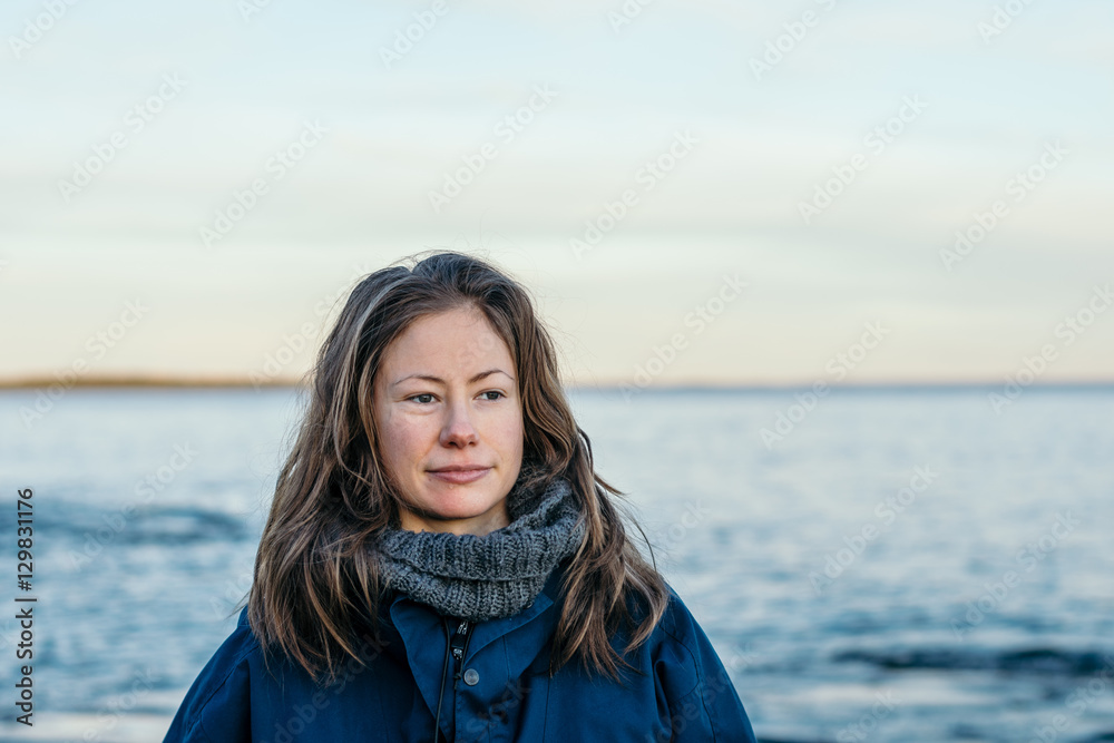 young woman portrait at the beach with hair down young woman portrait at the beach with hair down