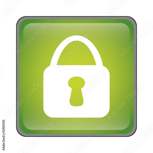 security padlock icon inside green square over white background. vector illustration